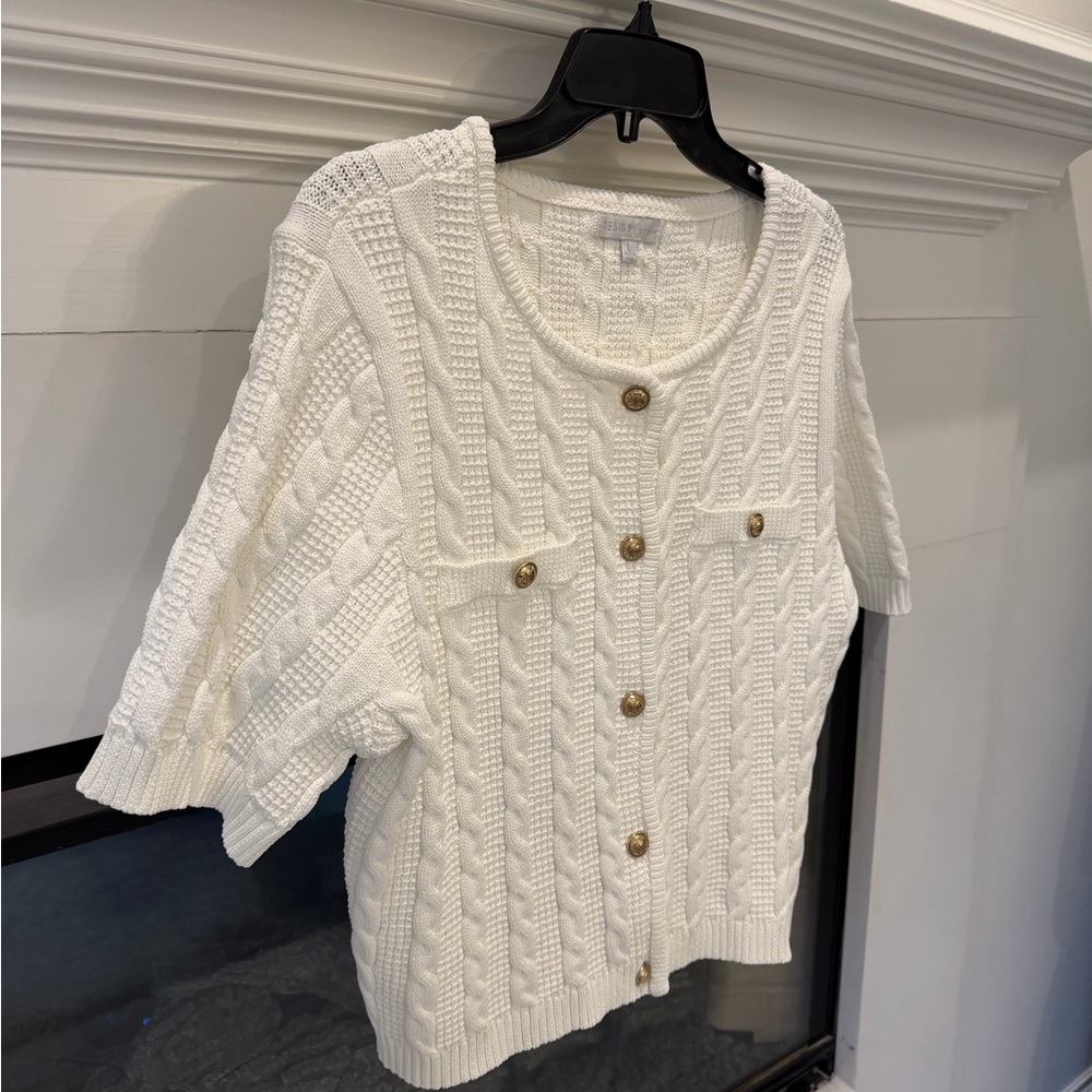 Design History (Evereve) White Cable Knit Cardigan NWOT